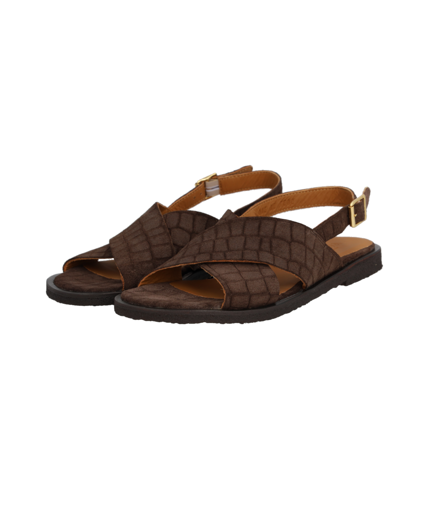 Angulus - Dame sandal brun croco