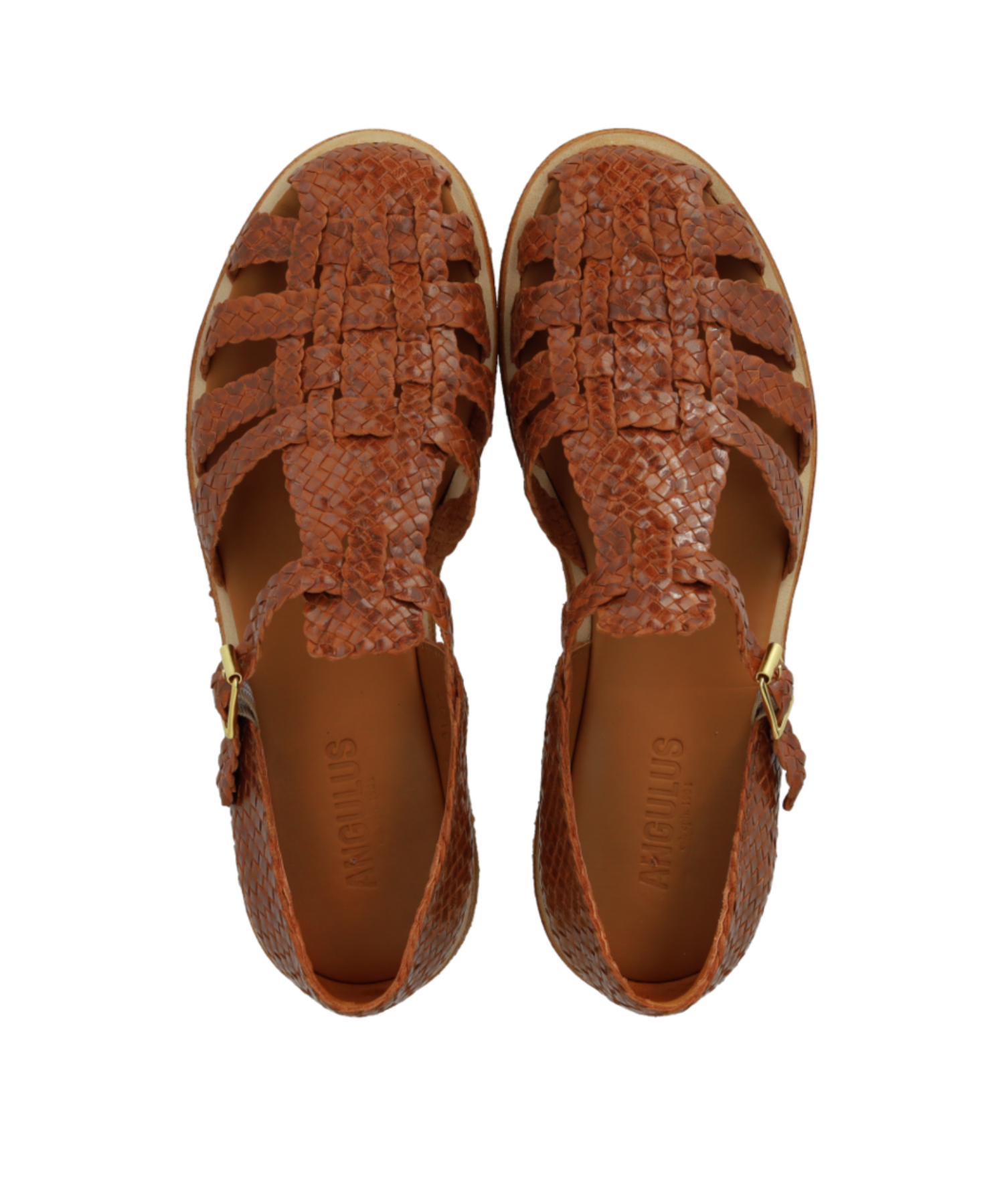 Angulus - Håndflettet remsandal brun