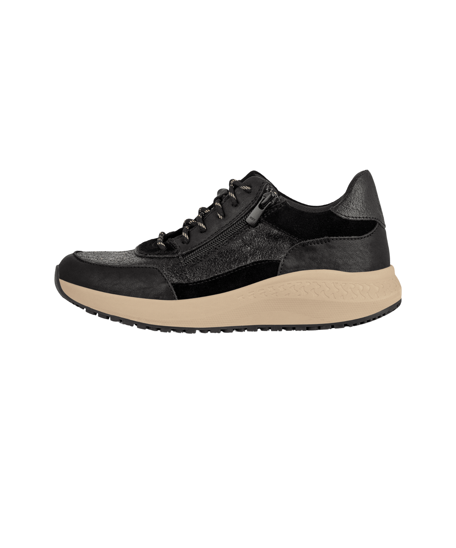 Green Comfort - Sort dame sneakers med ekstra vidde