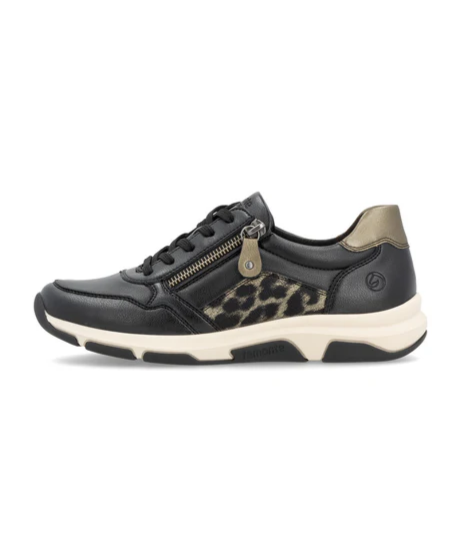 Remonte - Sort sneakers med leopard