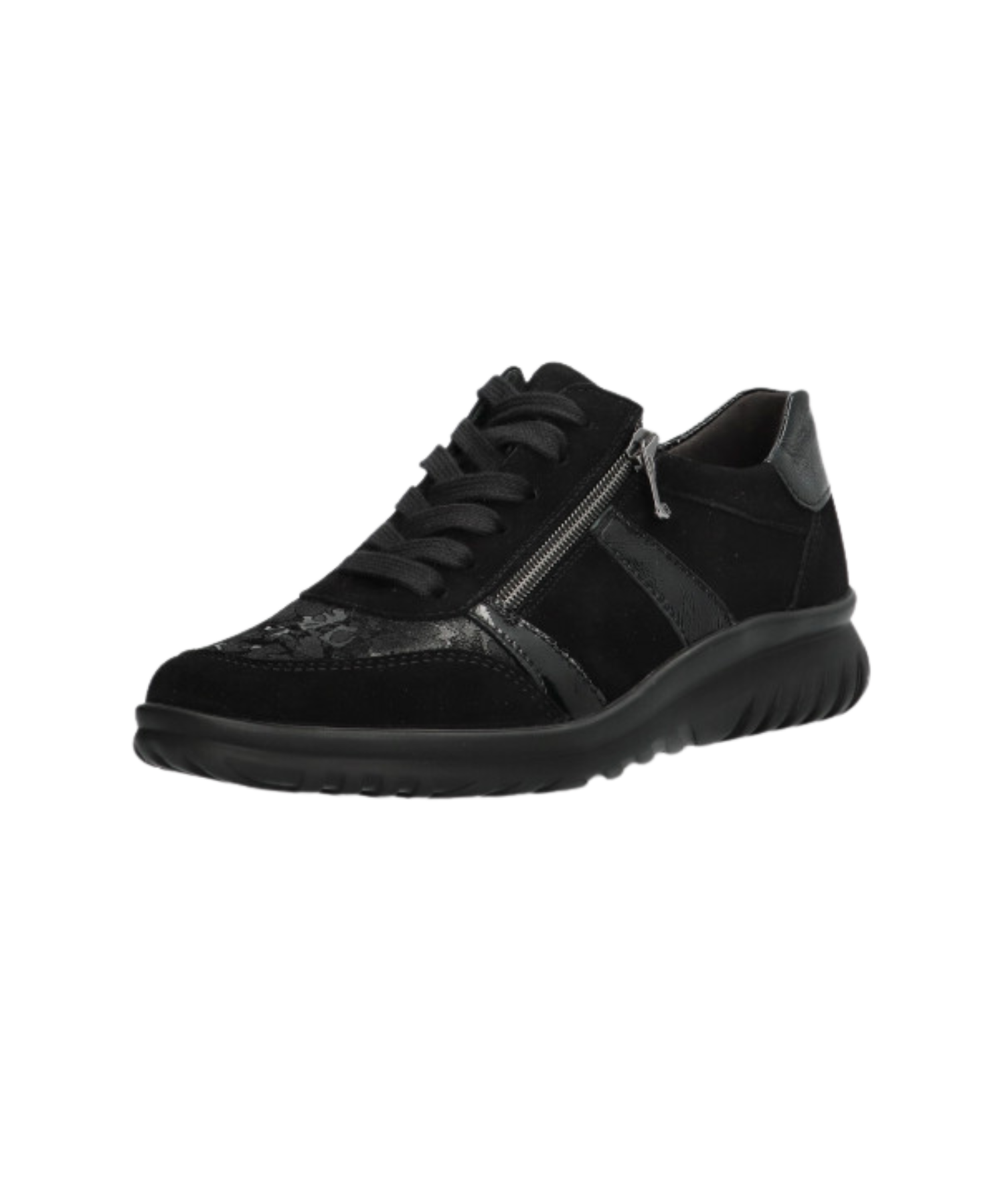 Semler - Sort damesneakers med ekstra vidde