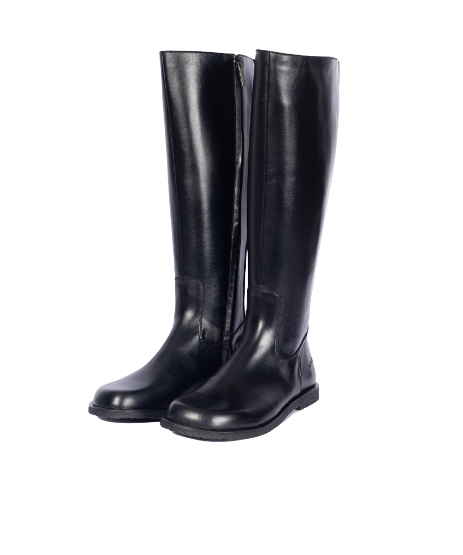 Angulus - Sort lang støvle i læder i bred pasform