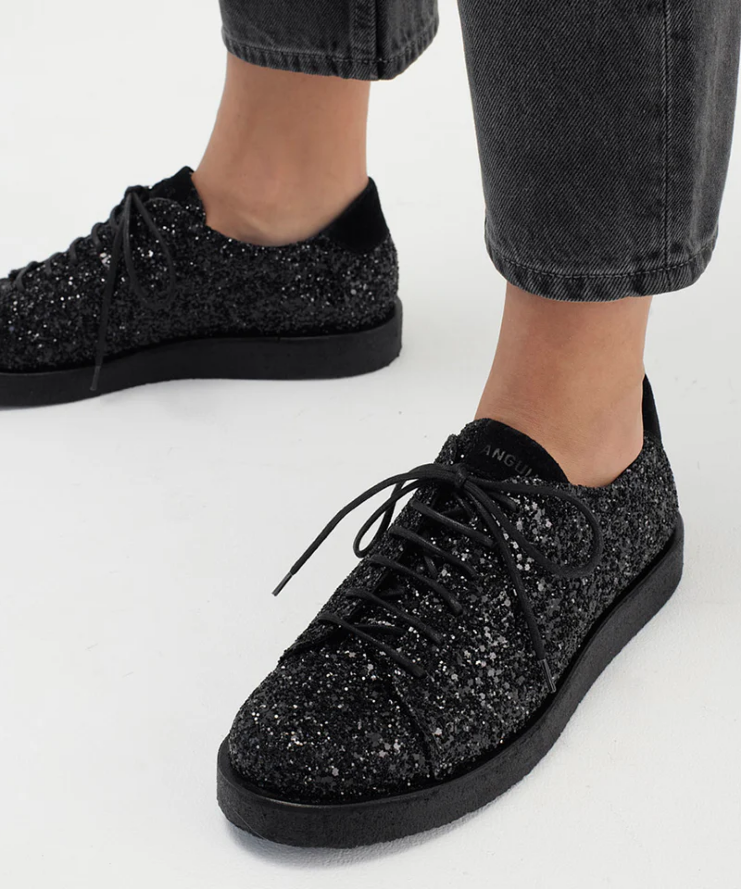 Angulus - Sort Glitter Damesneakers