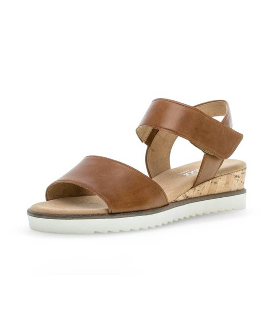 Gabor - Brun sandal med velcro og elastik