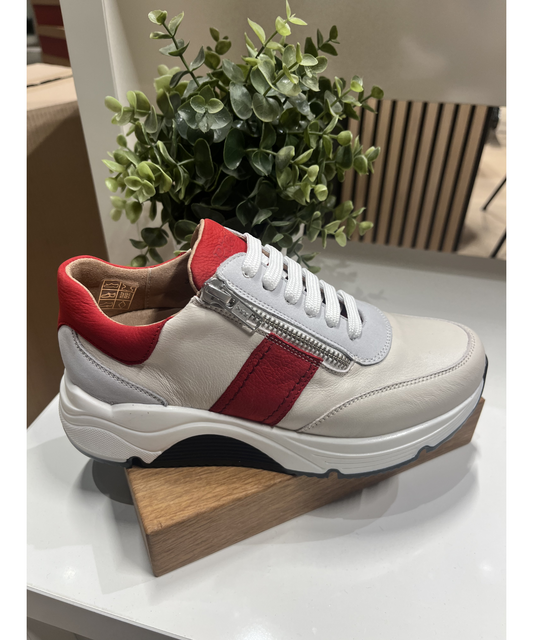 Pie Santo - Lyse sneakers med rødt Hielo