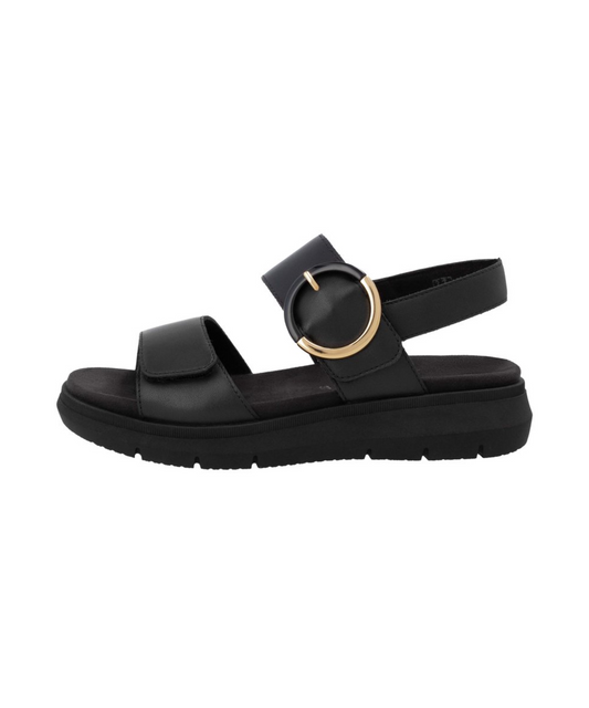 Remonte - Sort sandal med velcro remme