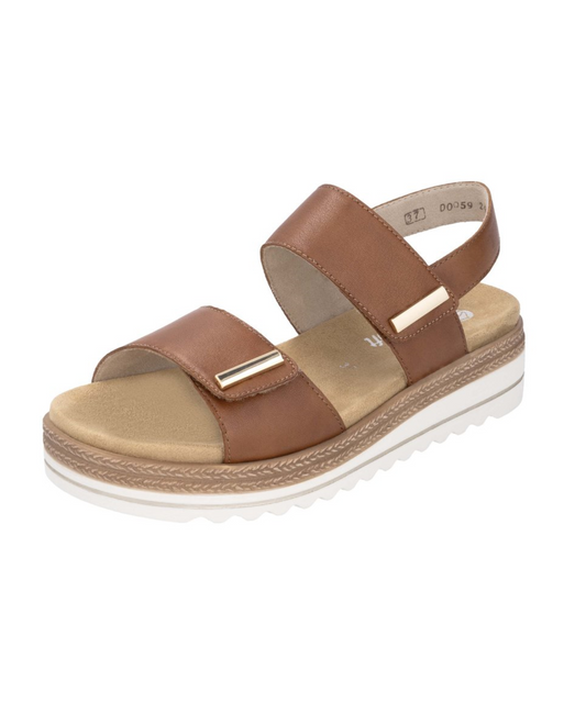 Remonte - Brun sandal med velcro