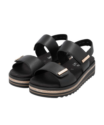 Remonte - Sort sandal med velcro