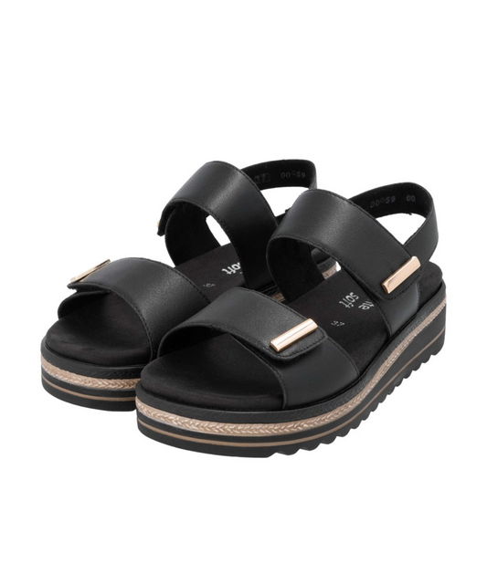Remonte - Sort sandal med velcro
