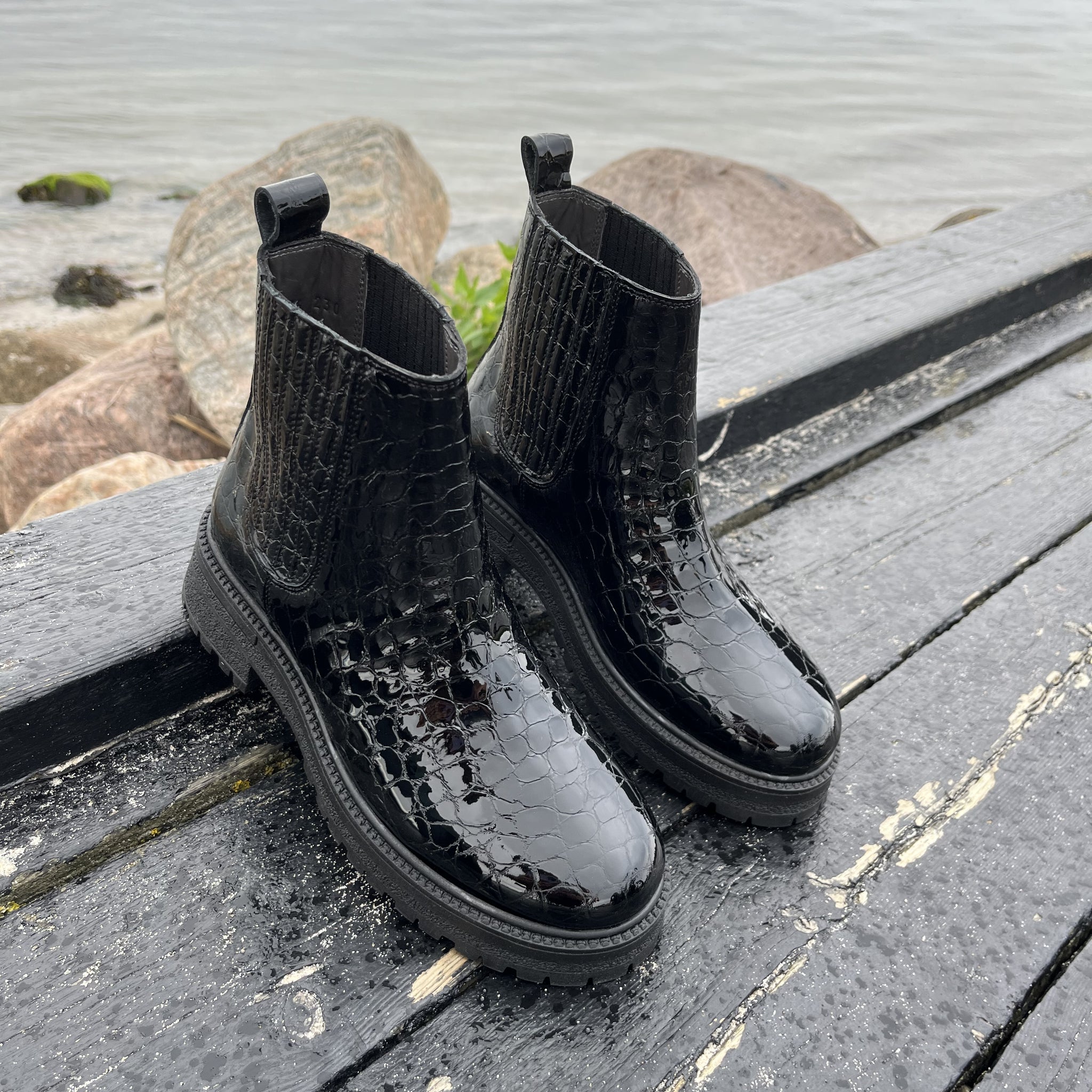 Angulus - Sort lak støvle