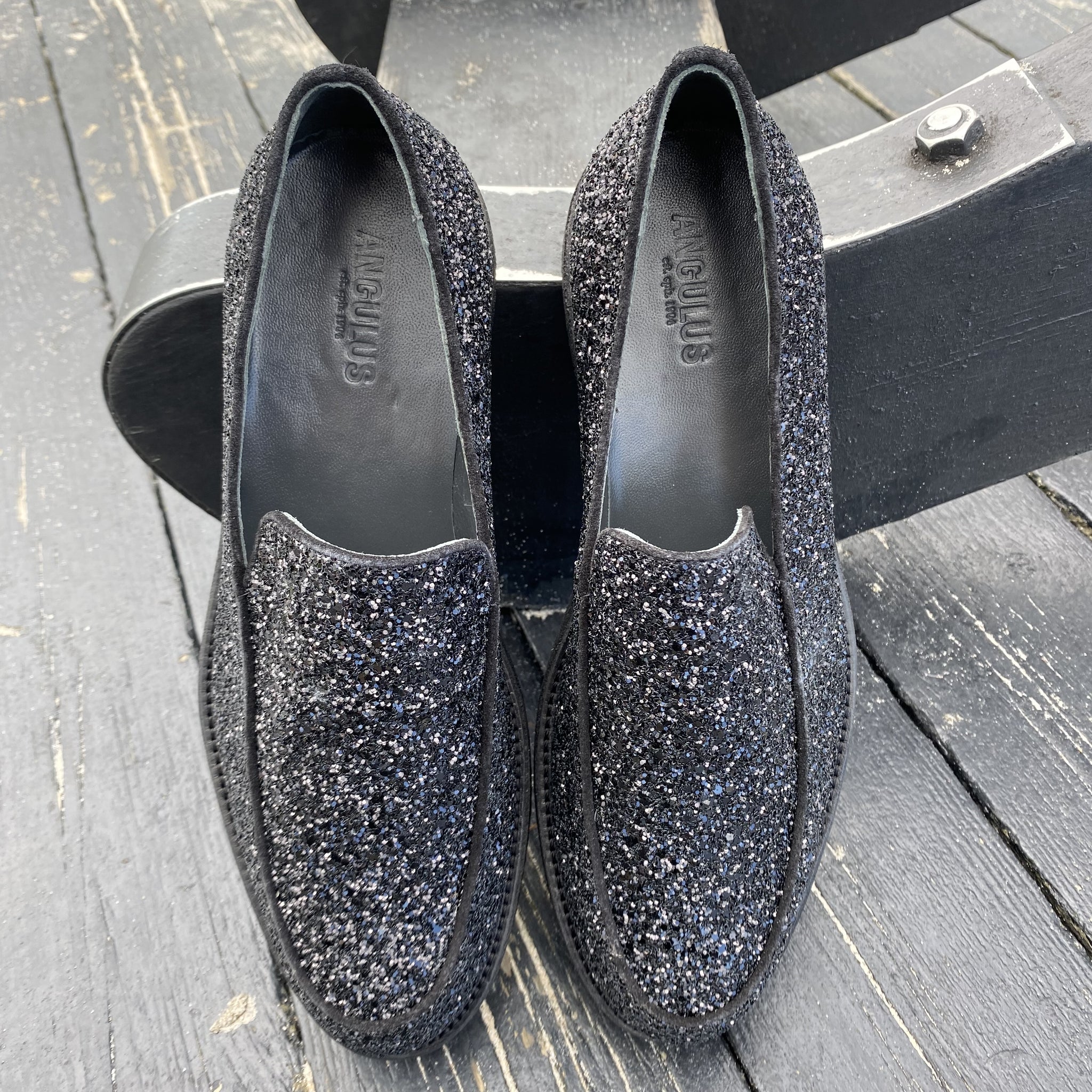 Angulus - Sort glimmer loafers